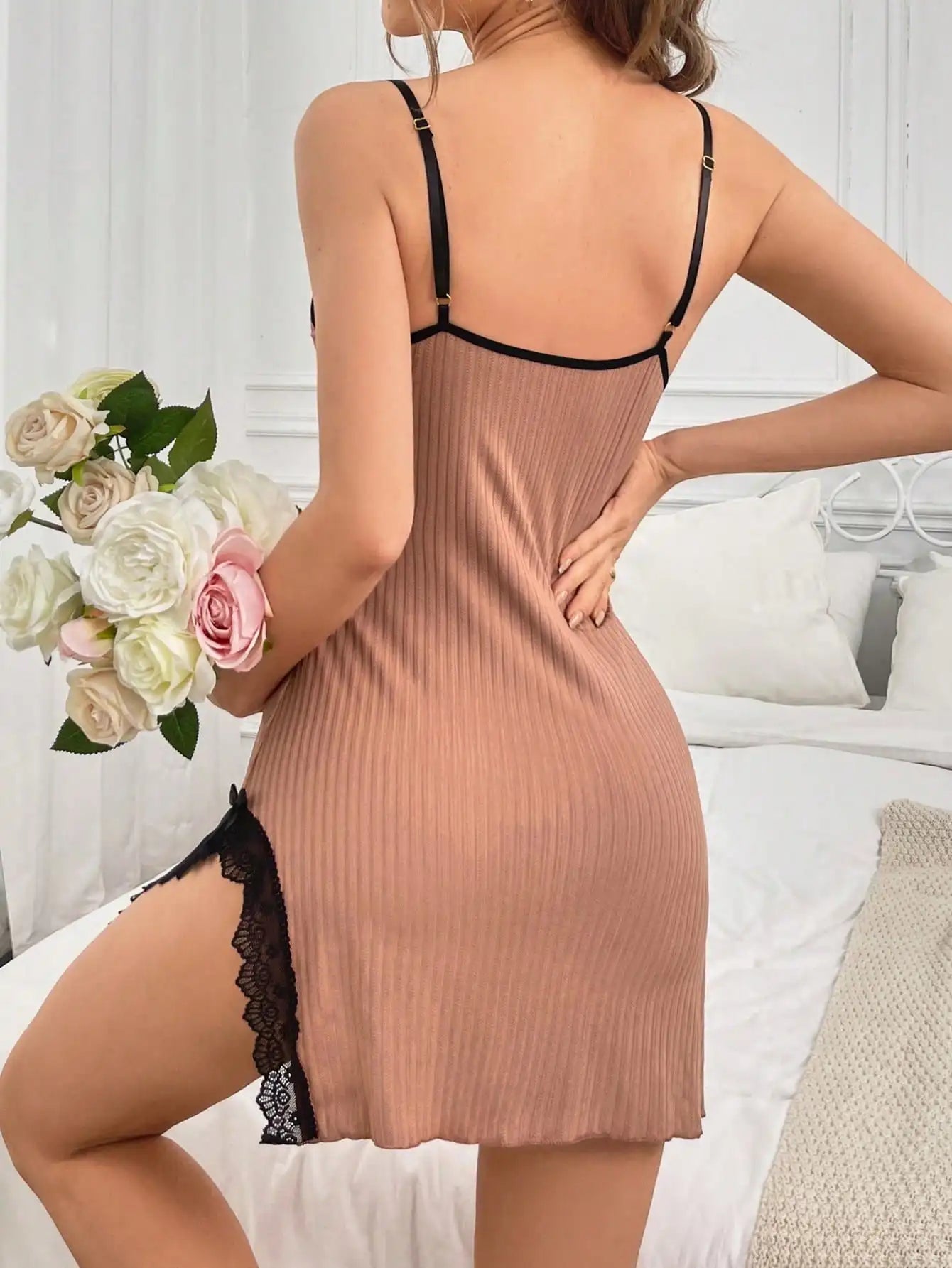 Women's Sexy Lace Satin Nightgown