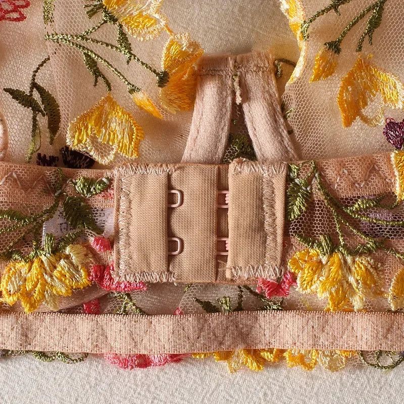 Floral Embroidery Lingerie Set