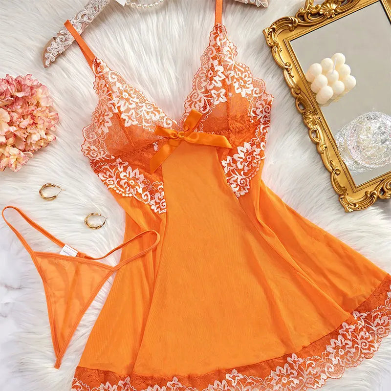 Sexy Nightgown Set Women Dress