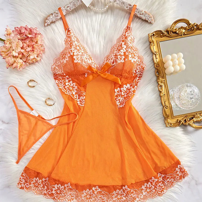 Sexy Nightgown Set Women Dress