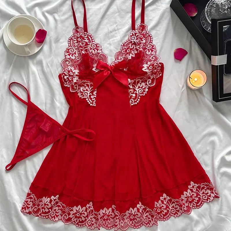Sexy Nightgown Set Women Dress