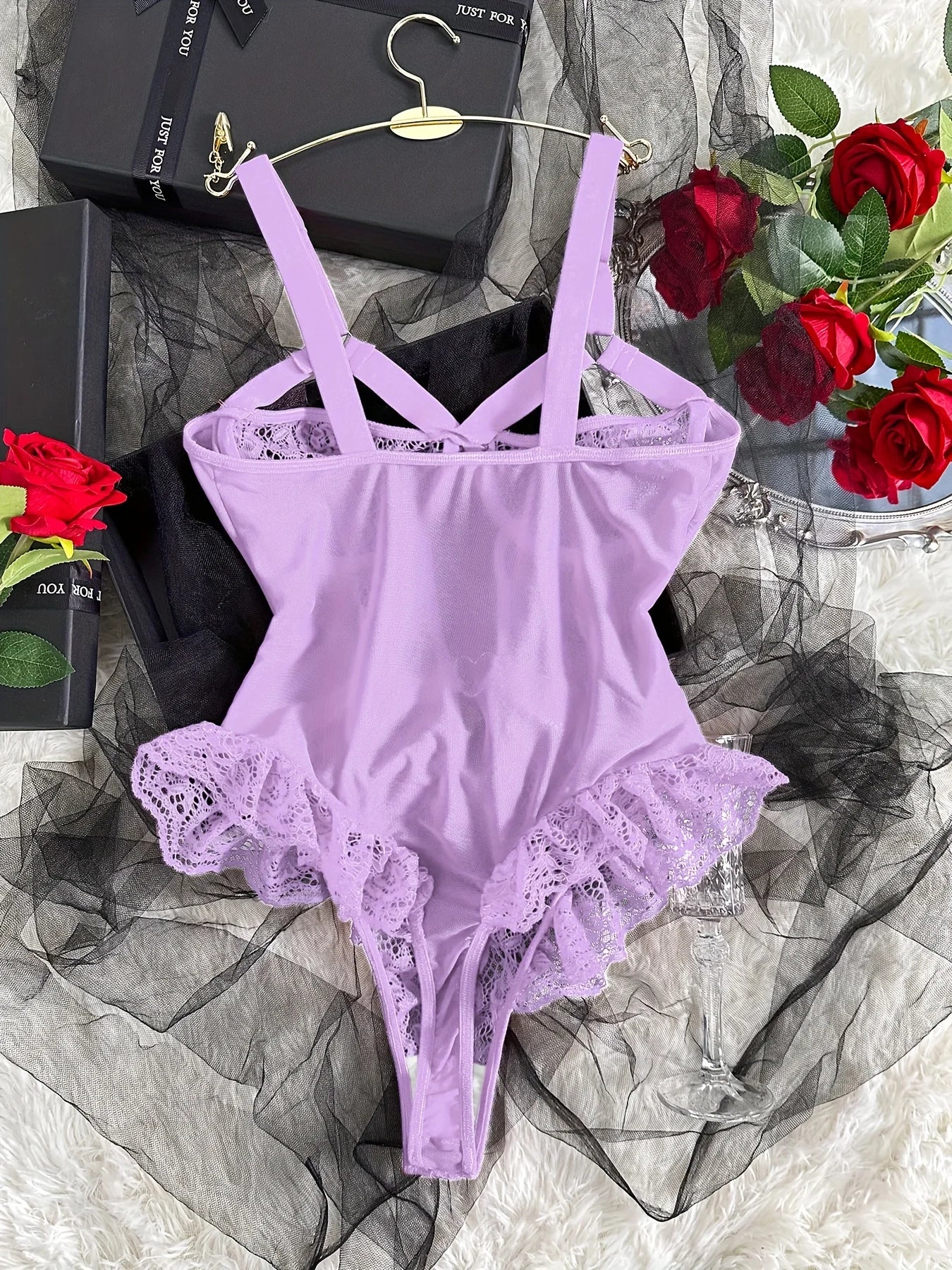 Lace Semi Sheer Criss Cross Sexy Lingerie