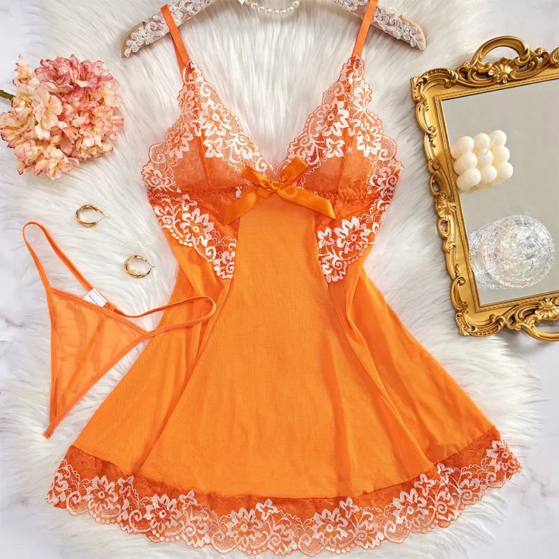 Sexy Nightgown Set Women Dress