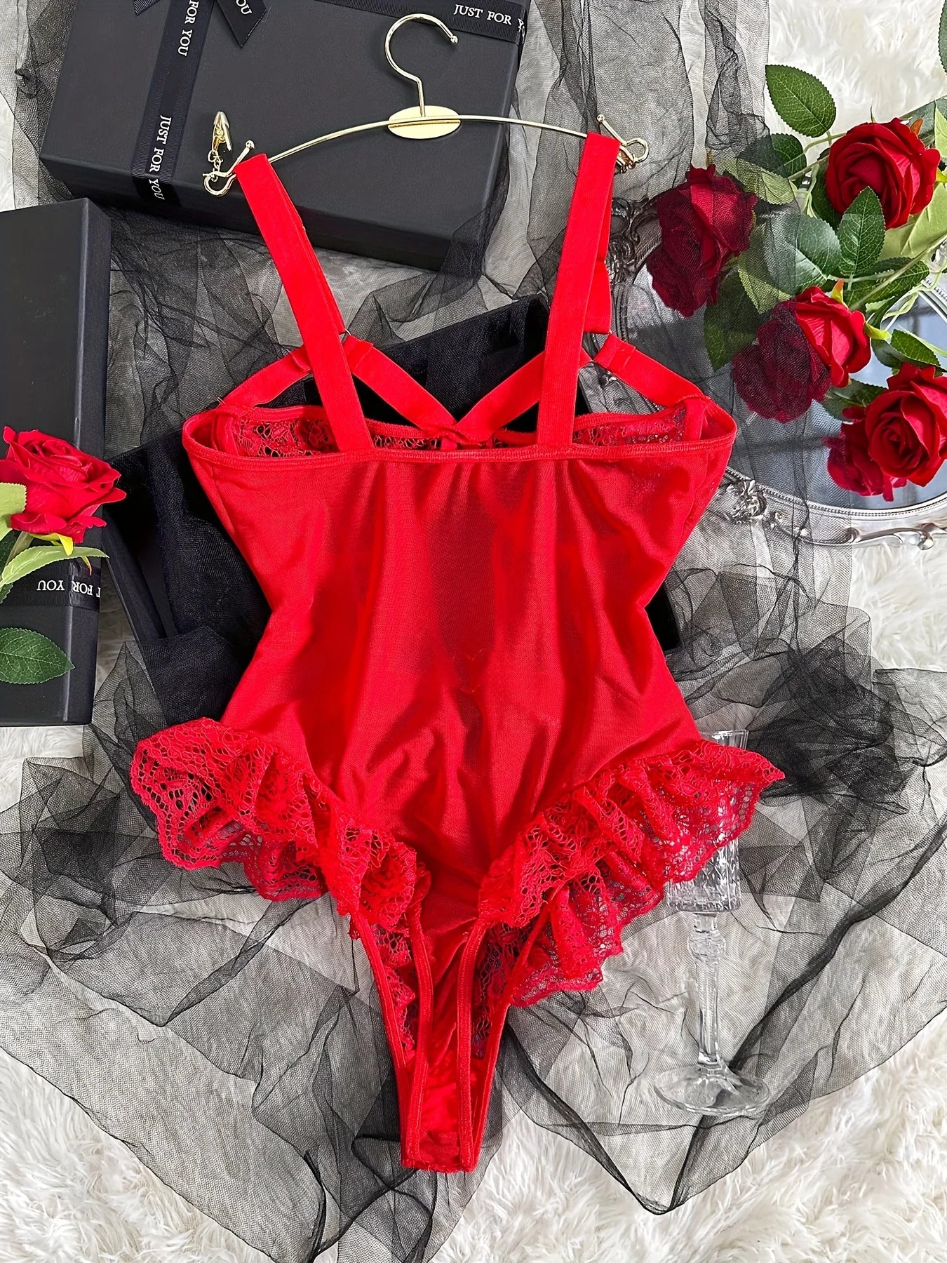 Lace Semi Sheer Criss Cross Sexy Lingerie