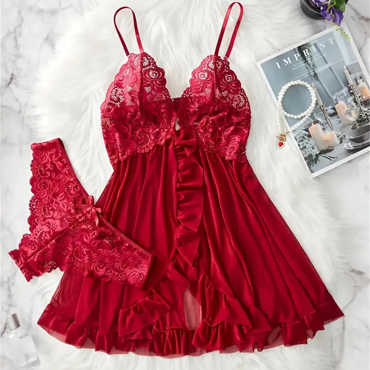 Red Sexy Lingerie Erotic Underwear Sets