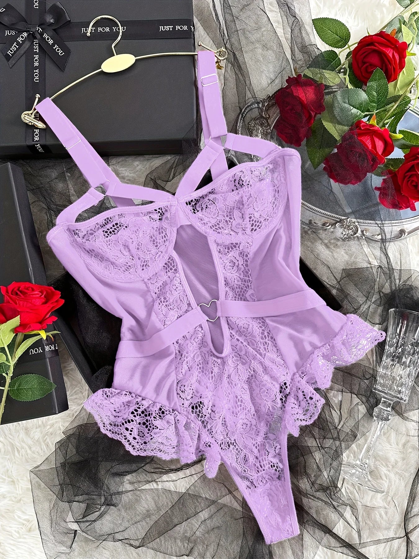 Lace Semi Sheer Criss Cross Sexy Lingerie