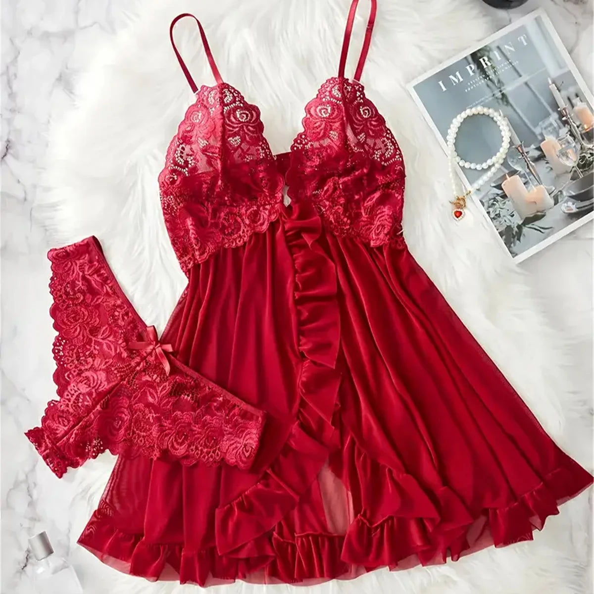 Red Sexy Lingerie Erotic Underwear Sets